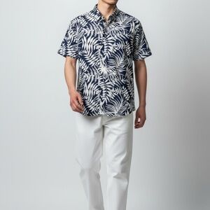 J. Crew men’s Navy and White Leaf Print button down Shirt